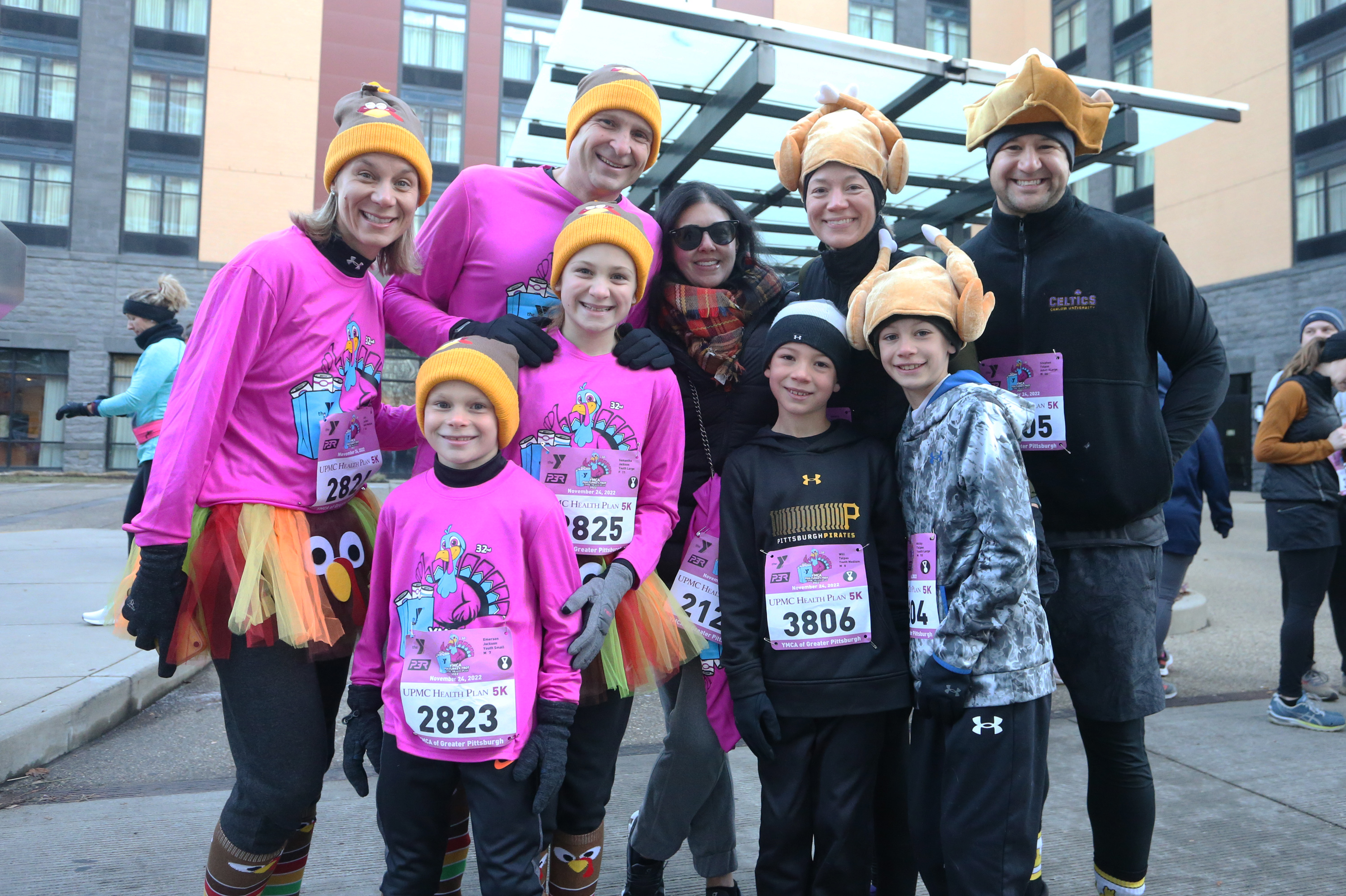 A family at the 2022 YMCA Turkey Trot
