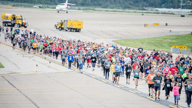 Runners and walkers at the FlyBy 5K and 2-Mile Fun Run/Walk