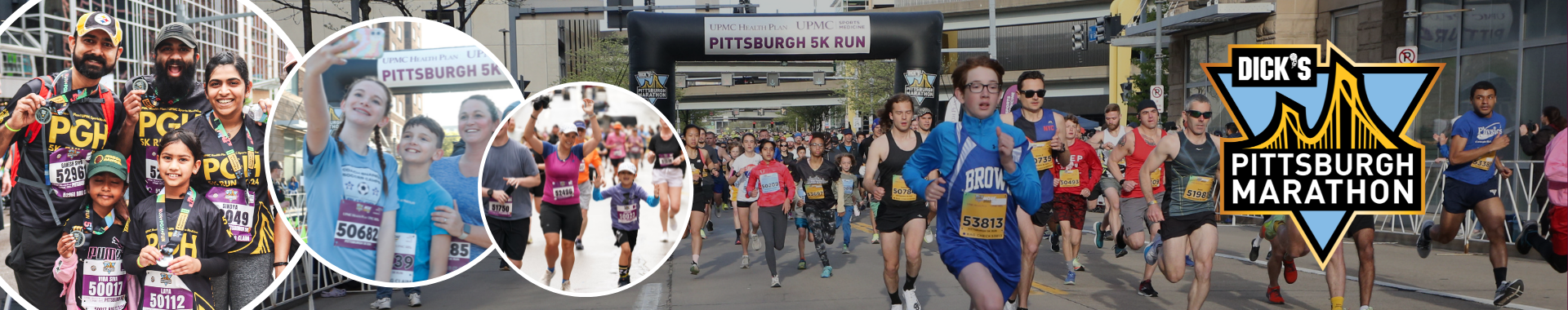 Young girl running in the UPMC Health Plan/UPMC Sports Medicine Pittsburgh 5K gives high-five to young woman