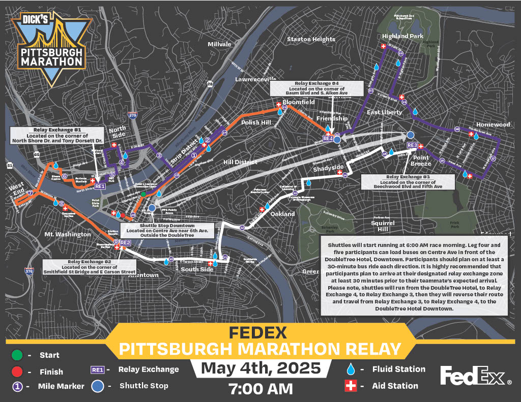 2025 FEDEX PITTSBURGH MARATHON RELAY COURSE MAP