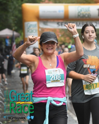 Woman running the great race.