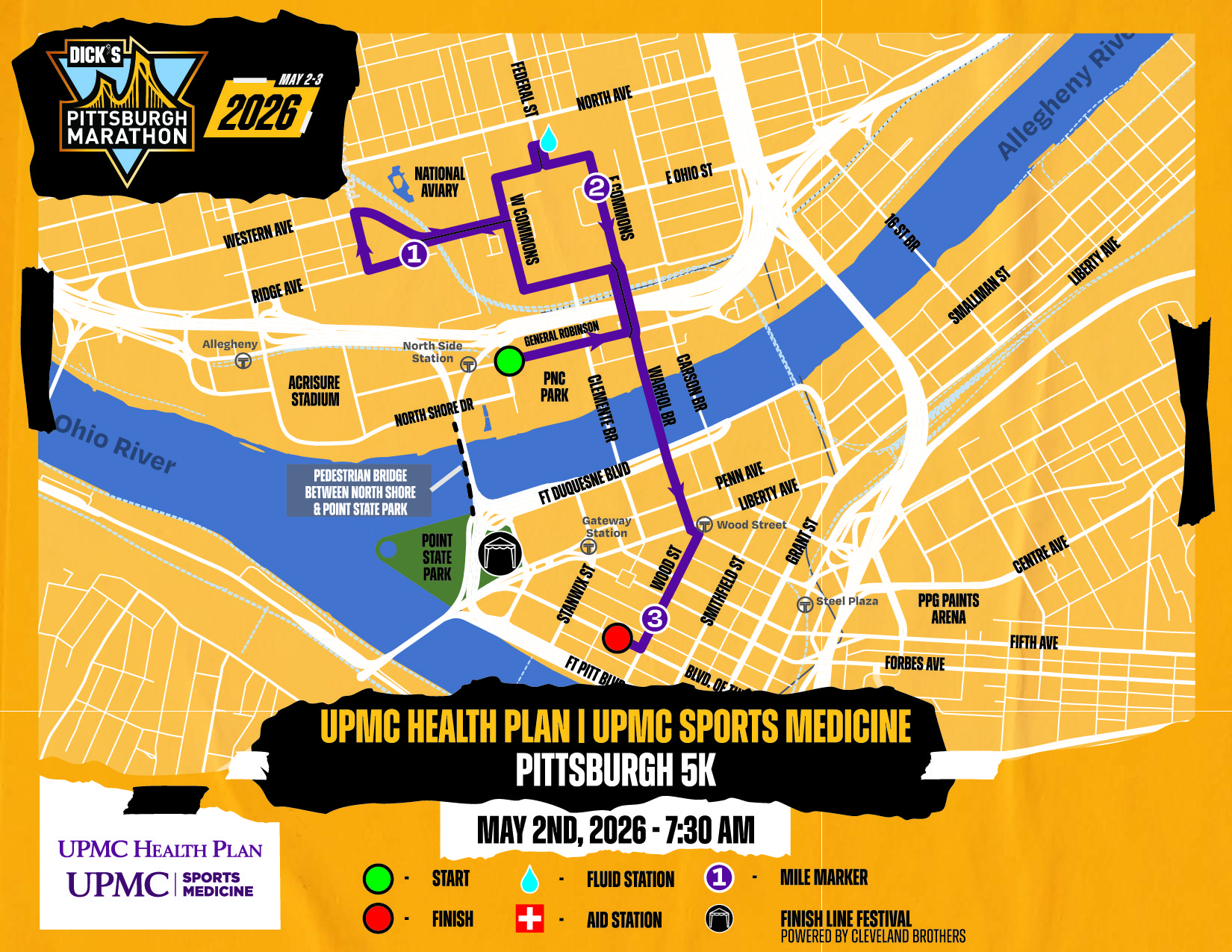 2026 UPMC Health Plan | UPMC Sports Medicine Pittsburgh 5K Course Map