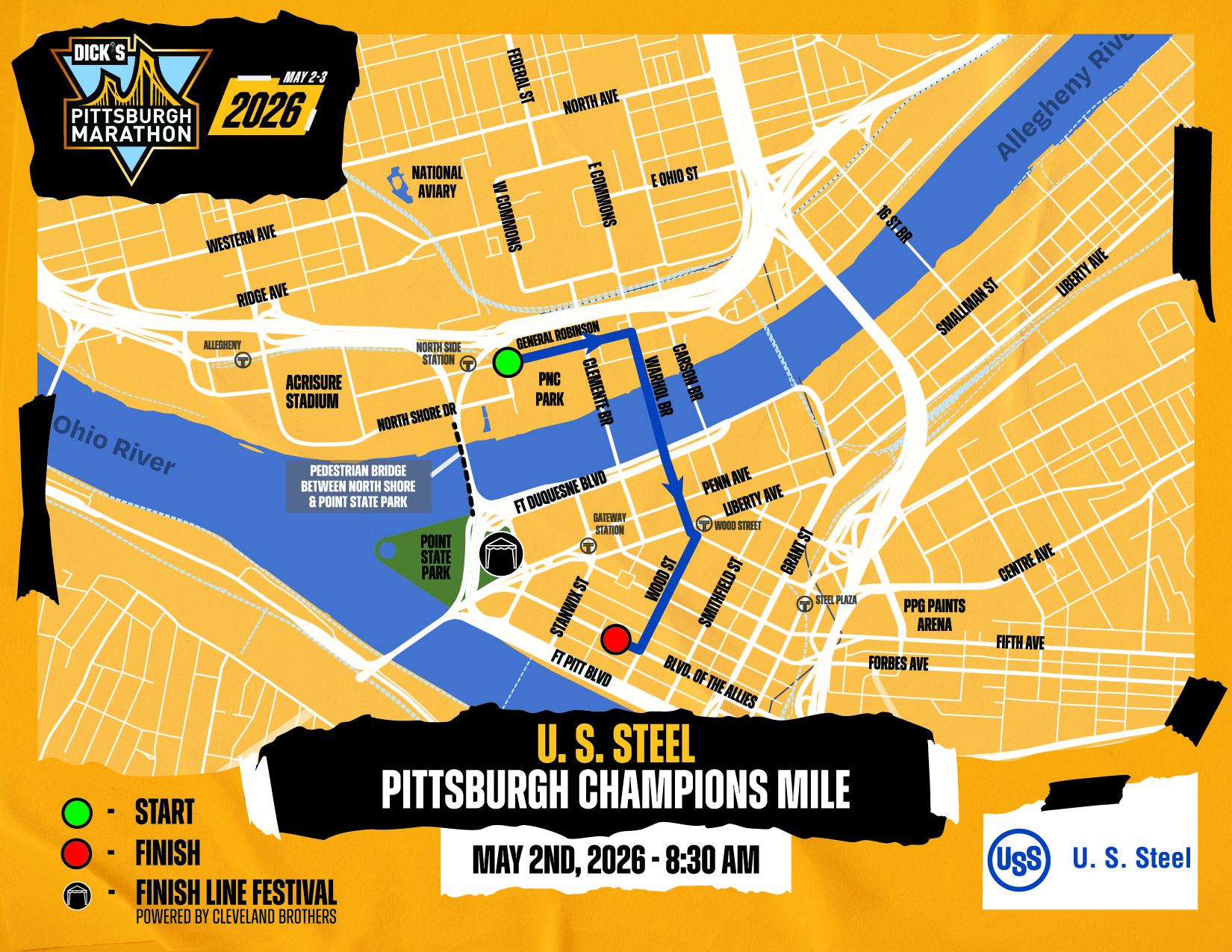 2026 U. S. STEEL PITTSBURGH CHAMPIONS MILE COURSE MAP