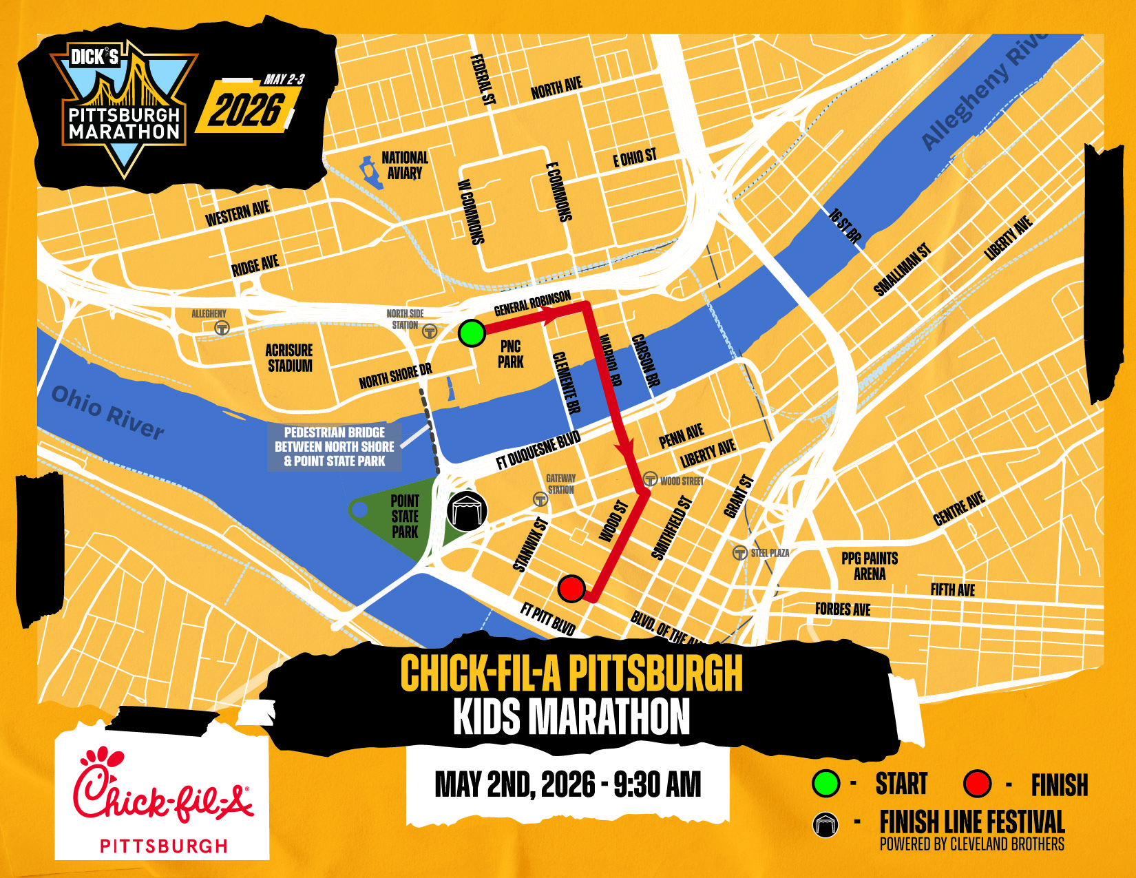 2026 CHICK-FIL-A PITTSBURGH KIDS MARATHON COURSE MAP