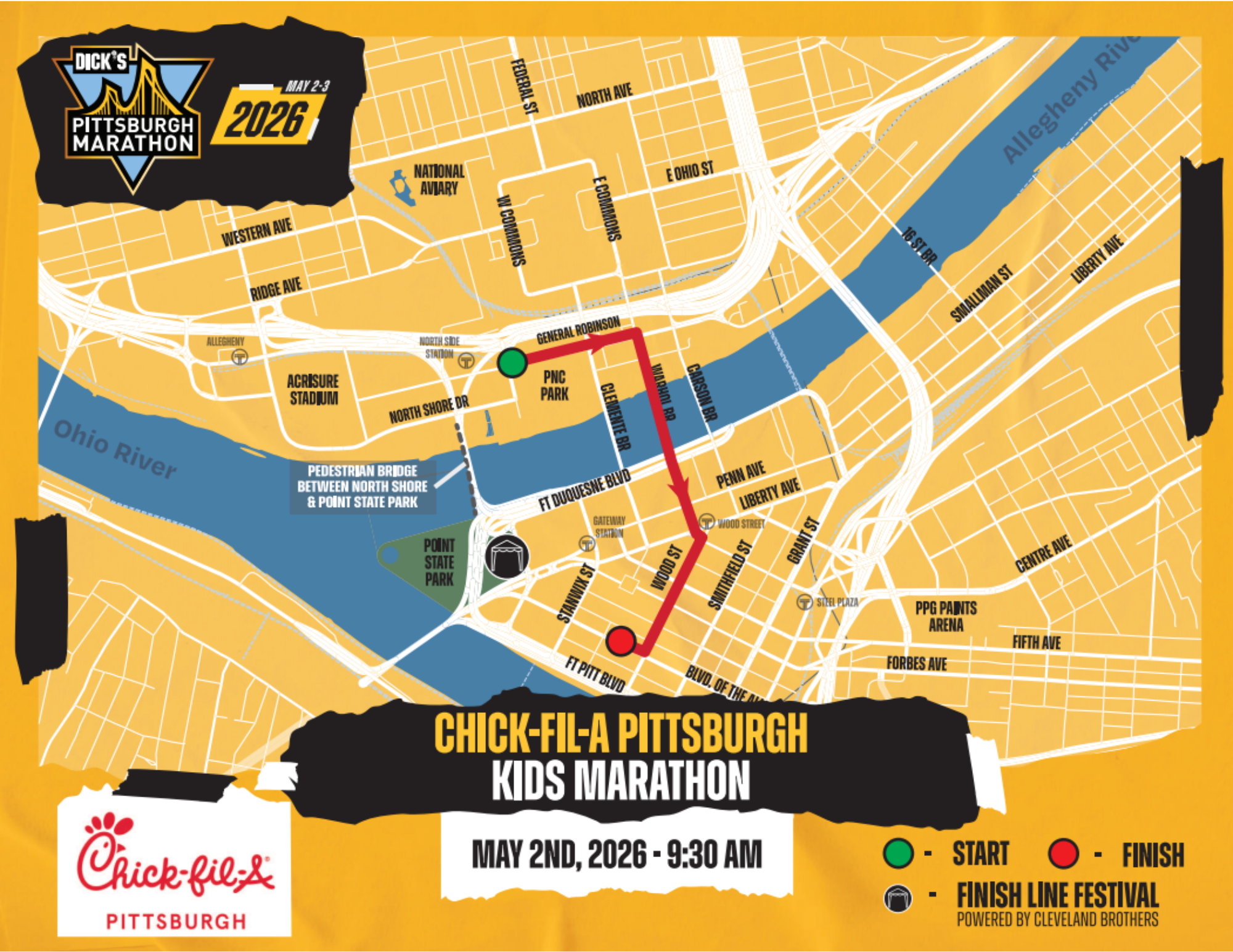 Chick-fil-A Pittsburgh Kids Marathon Course Map