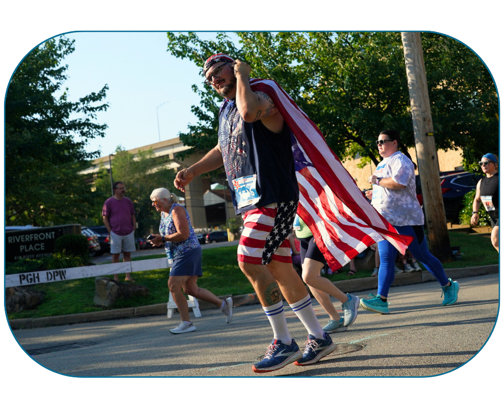 Runner with American flag