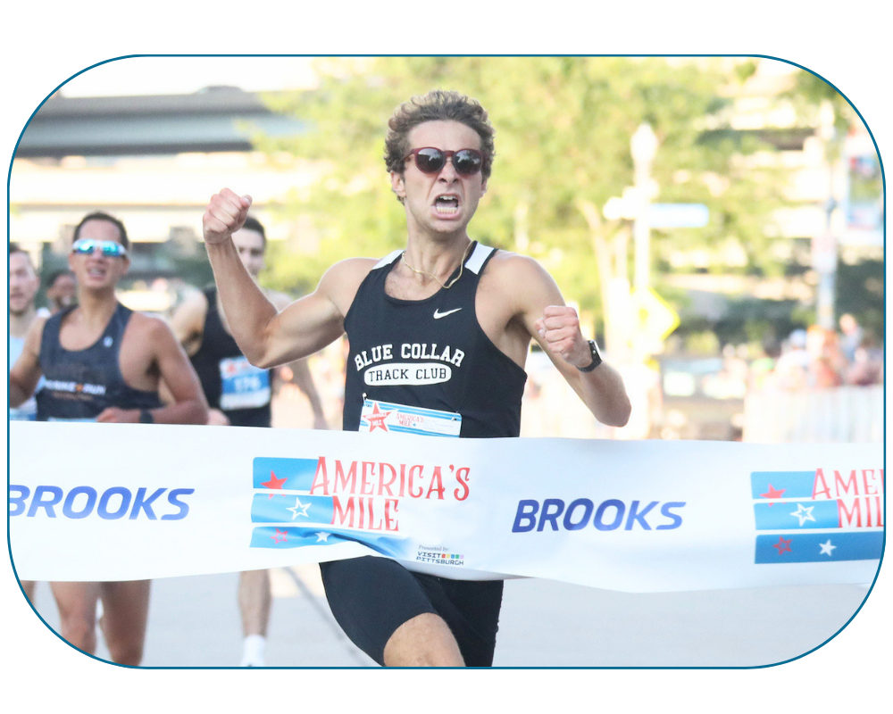 Runner crossing finish line